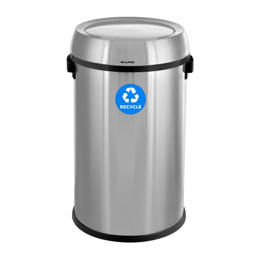 Alpine Industries 17 Gallon Stainless Steel Indoor Recycling Receptacle with Swivel Lid